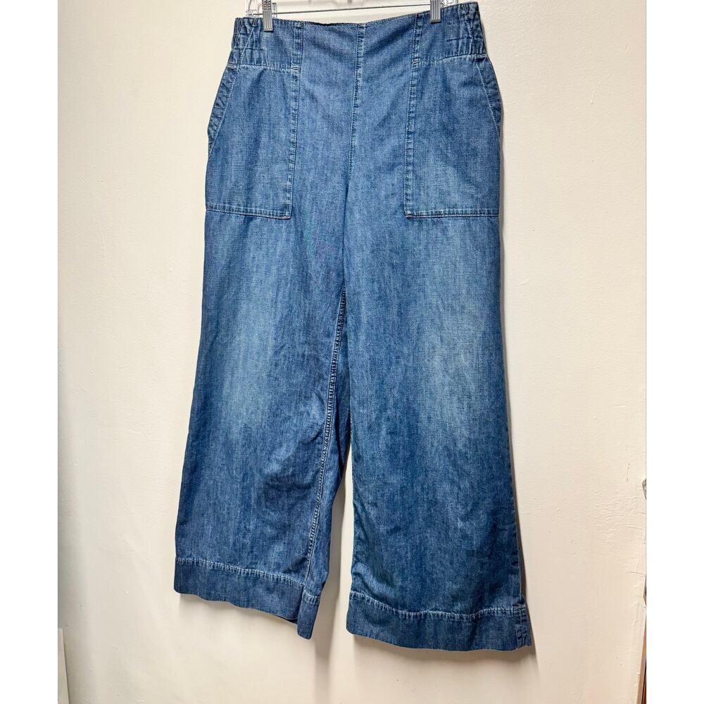 Free People WeTheFree Denim Cargo Pants Wide Leg Utility Streetwear Y2K Cotton L - Picture 4 of 13